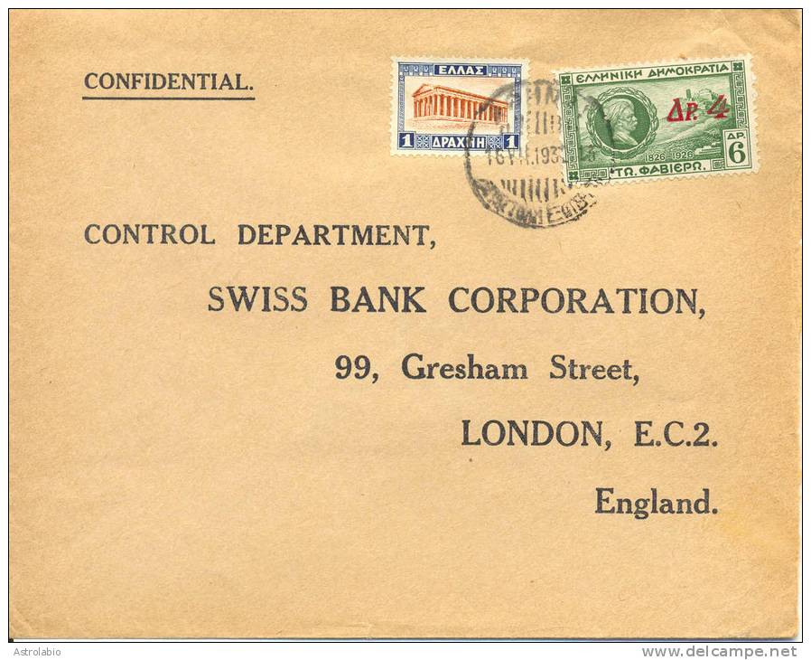 1932 Lettre De Greece Vers London. Cover - Cartas & Documentos