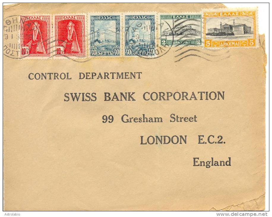 1935 Lettre De Greece Vers London. Cover - Storia Postale