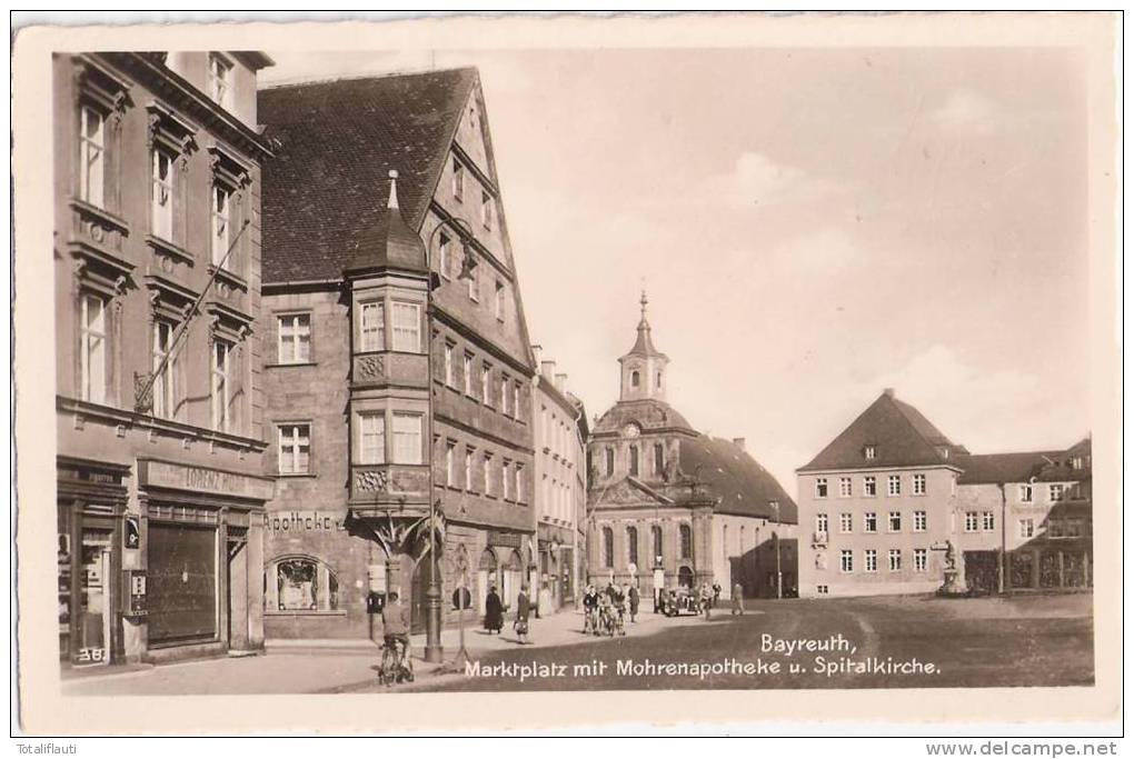 Bayreuth Markt Mohren Apotheke Spital Kirche Radfahrer Fleisch Wurstwaren Lorenz TOP-Erhaltung Ungelaufen - Bayreuth