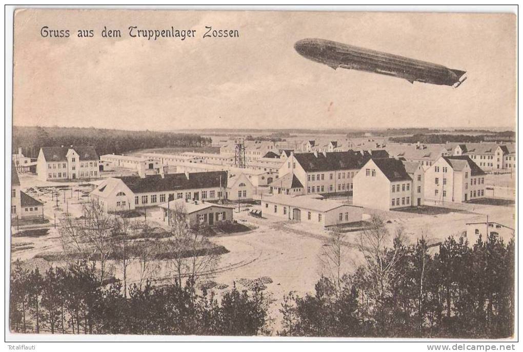 Gruss Aus Dem Truppenlager Zossen Wünsdorf Brandenburg Luftaufnahme Zeppelin Ungelaufen - Zossen