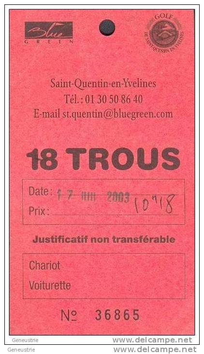 Carte De Golf 18 Trous Saint Quentin En Yvelines 78 - Andere & Zonder Classificatie