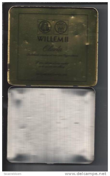 NL.- Sigarenblik - Willem II - Olinda, De Bekende Senoritas. Blik Voor 20 Cigars Made In Holland. Sigarenblik. 2 Scans - Zigarrenkisten (leer)