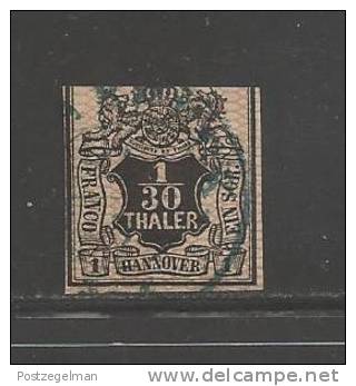 GERMANY -HANOVER  1851 Used Stamp 1/30 Thaler Nr 3 Short At The Top - Hanovre