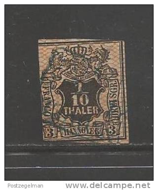 GERMANY -HANOVER  1855 Used  Stamp 1/10 Thaler Black On Orange/yellow Nr. 7 - Hannover