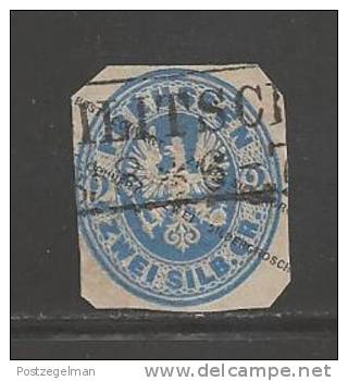 GERMANY -PREUSSEN 1861 Used  Stamp 2 Silbergroschen Blue Nr. 17 - Usati