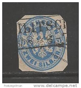 GERMANY -PREUSSEN 1861 Used  Stamp 2 Silbergroschen Blue Nr. 17 - Used