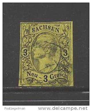 GERMANY -SACHSEN 1855 Used  Stamp 3 Neu Groschen Black On Yellow Nr. 11 - Saxony