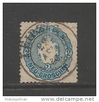 GERMANY -SACHSEN 1863 Used Stamp 2 Neu Groschen Blue Nr. 17 - Saxony