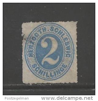 GERMANY -SCHLESWIG-HOLSTEIN 1865 Unused  (no Glue) Stamp 2 Shilling Grey/blue Nr. 16 - Schleswig-Holstein