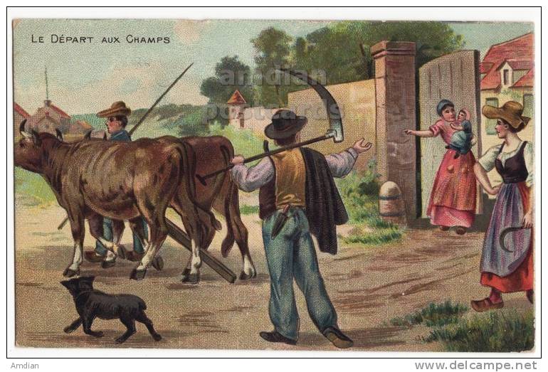 FARMERS LEAVING For The FIELDS~AGRICULTURE~FRANCE 1900s  - Le Depart Aux Champs [s2487] - Autres & Non Classés