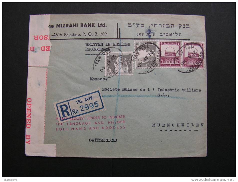 == Israel, Jerusalem R-cv. To Swiss 1940 Censor - Sonstige & Ohne Zuordnung