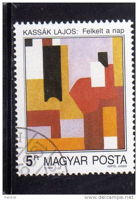 HUNGARY - UNGHERIA - MAGYAR 1992 MODERN ART PAINTING KASSAK LAJOS - ARTE MODERNA DIPINTO USED - Oblitérés