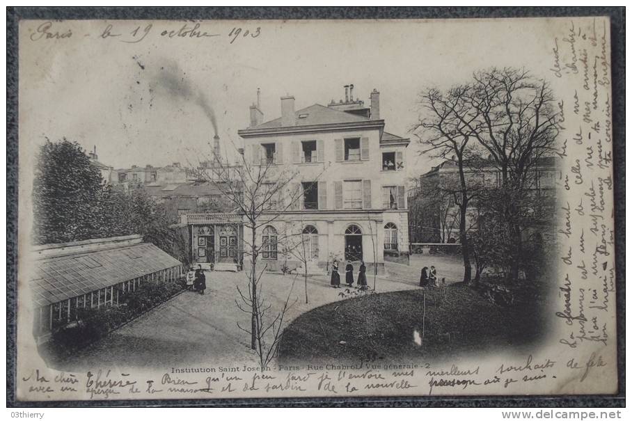 CPA 75 PARIS INSTITUTION ST JOSEPH RUE CHABRET VUE 2 Voyagee 1903 - Enseignement, Ecoles Et Universités