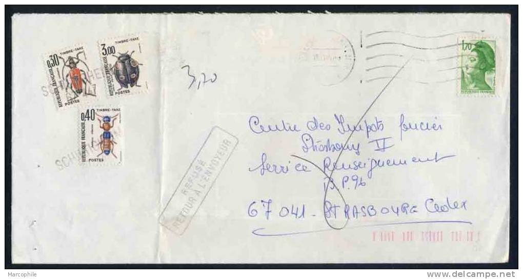 SCHILTIGHEIM - INSECTES  / 1985 LETTRE TAXEE  A  3.70 FRANCS  (ref 2216) - 1960-.... Briefe & Dokumente