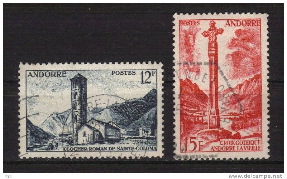 ANDORRE: Année 1955-58, Série  « Paysages  Des Vallées», N° 145 Et 146, 2 Timbres - Oblitérés