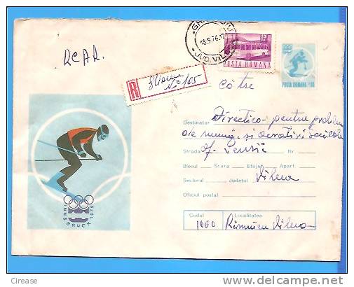 Innsbruck Winter Olympics, Sky Romania Postal Stationery Cover 1976 - Inverno1976: Innsbruck