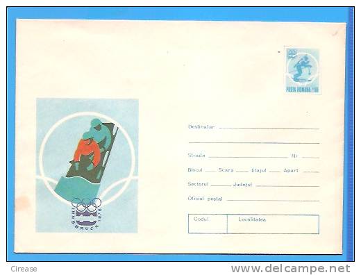 Innsbruck Winter Olympic Bobsled, Luge Romania Postal Stationery Cover 1976 - Hiver 1976: Innsbruck