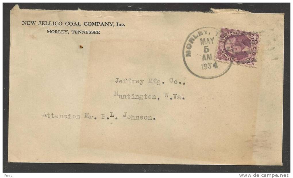 1934 Tennessee Morley May 5 Coal Company Corner Card - Lettres & Documents