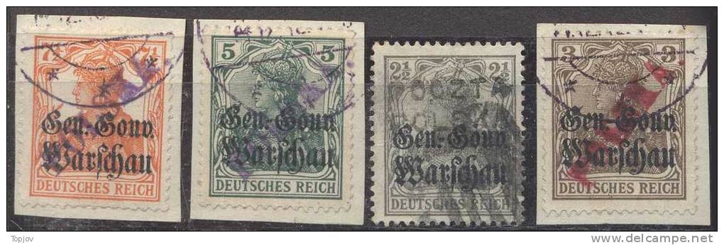 POLAND - LOCAL  OVPT.  4 Stamps  - 1918 - GOOD - Usados