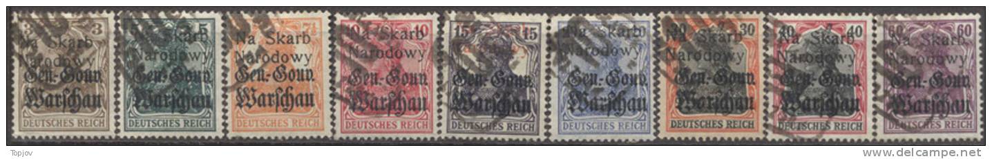 POLAND - LOCAL  OVPT.  9 Stamps  - 1918 - GOOD - Used Stamps