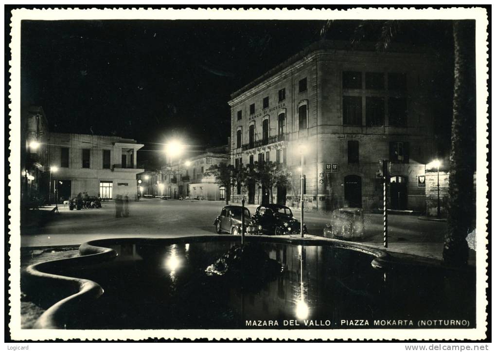 MAZARA DEL VALLO (TP)  PIAZZA MOKARTA NOTTURNO BANCO DI SICILIA - Mazara Del Vallo