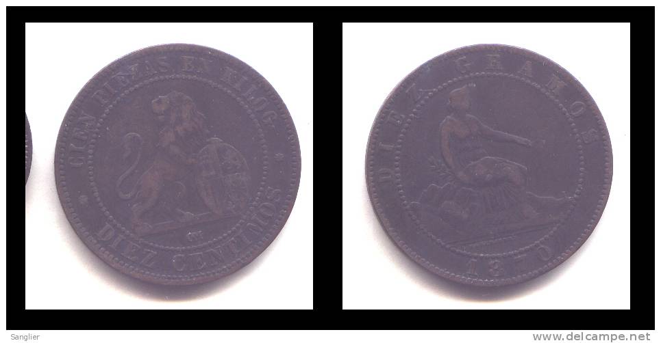 DIEZ CENTIMOS 1870 - First Minting