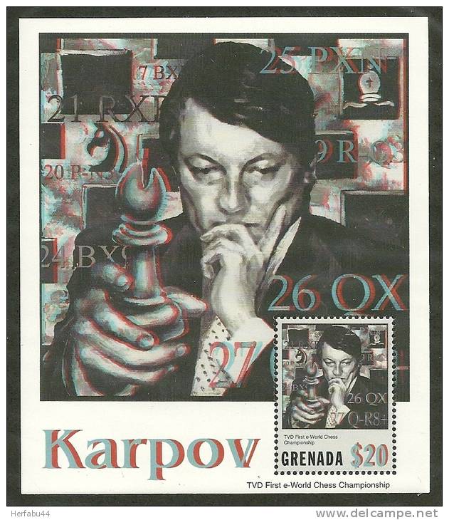 Grenada      Anatoly Karpov,Chess Champion   Souvenir Sheet   SC# 3385 MNH** SCV$15.00 - Other & Unclassified