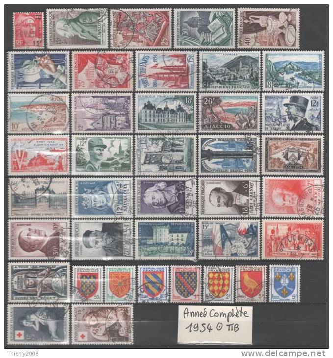 Année Complète 1954  Avec Oblitération Cachet à Date Sans Vague  TTB - 1950-1959