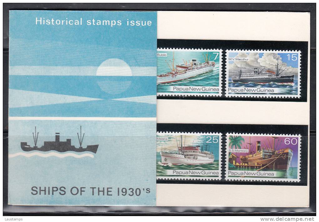 Papua New Guinea 1976 Ships Of The 30's Stamp Pack - Papouasie-Nouvelle-Guinée