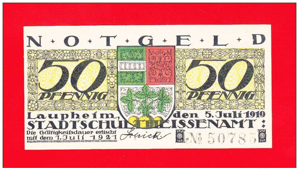 Laupheim, Baden-Württemberg, Notgeld, 50 Pfennig,  1919, Selten - [11] Emissions Locales