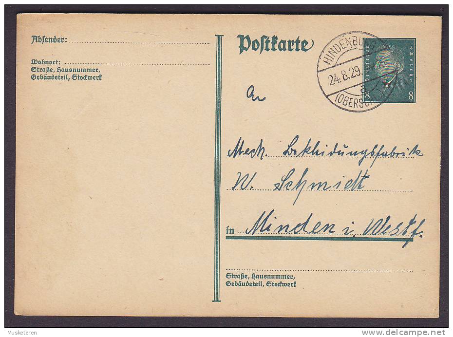 Poland Vorläufer Deutsches Reich Postal Stationery Ganzsache Entier Ebert HINDENBURG (Oberschlesien) 1929 (2 Scans) - Cartes Postales