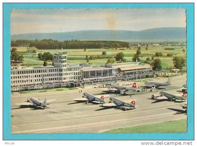 SVIZZERA AEROPORTO FLUGHOF ZURICH KLOTEN CARTOLINA FORMATO GRANDE VIAGGIATA NEL 1954 - Kloten