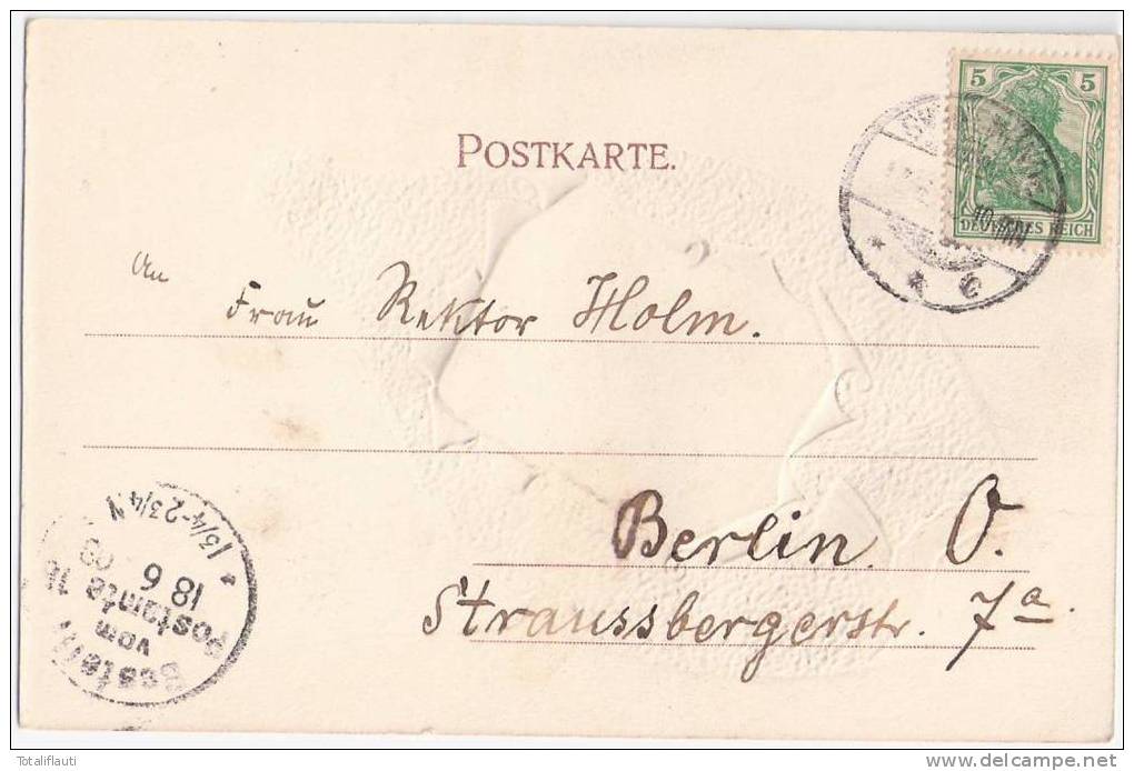 Swinemünde Flunder Aufwändiger Prägedruck Karte Embossed Gaufrage &#346;winouj&#347;cie 18.6.1908 Gelaufen - Pommern