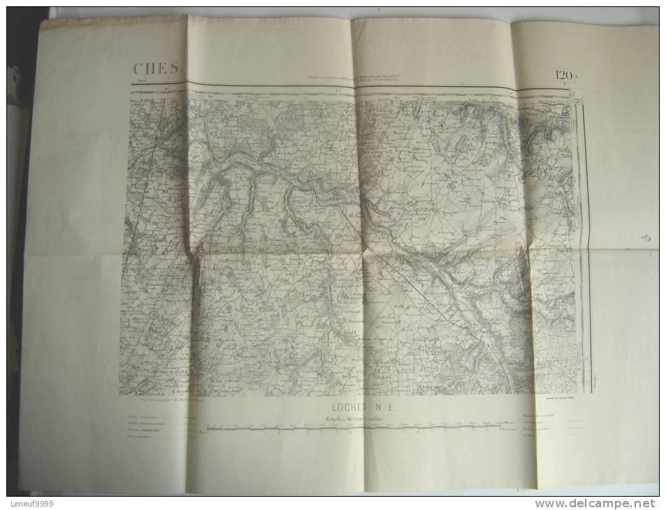 CARTE GRAVURE DE 1882 DE LOCHES  1/80 000 Print - Topographische Karten