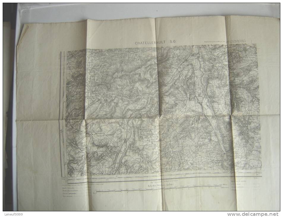 CARTE GRAVURE DE 18?? DE CHATELLERAULT  1/80 000 Print - Topographical Maps