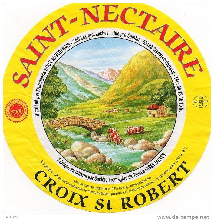 Etiquette Fromage SAINT NECTAIRE CROIX ST ROBERT Grand Format - Käse