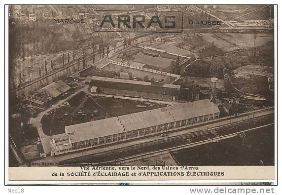 Arras Vue Aerienne Usines Société Eclairage - Arras