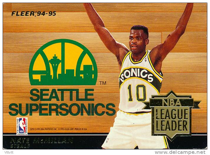 Basket NBA, Fleer´94-95, JOHN STOCKTON, UTAH JAZZ, NATE McMILLAN, SEATTLE SUPERSONICS, NBA League Leader - 1990-1999