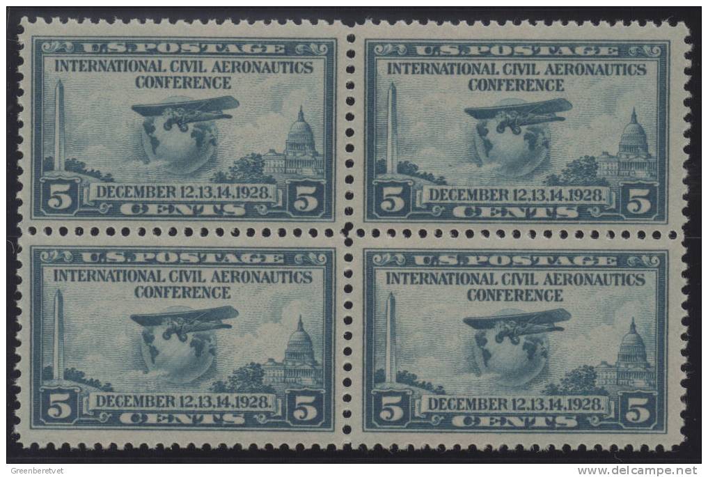 United States Scott # 649-650 ** 1928 Aeronautics Block Set MNH - Neufs