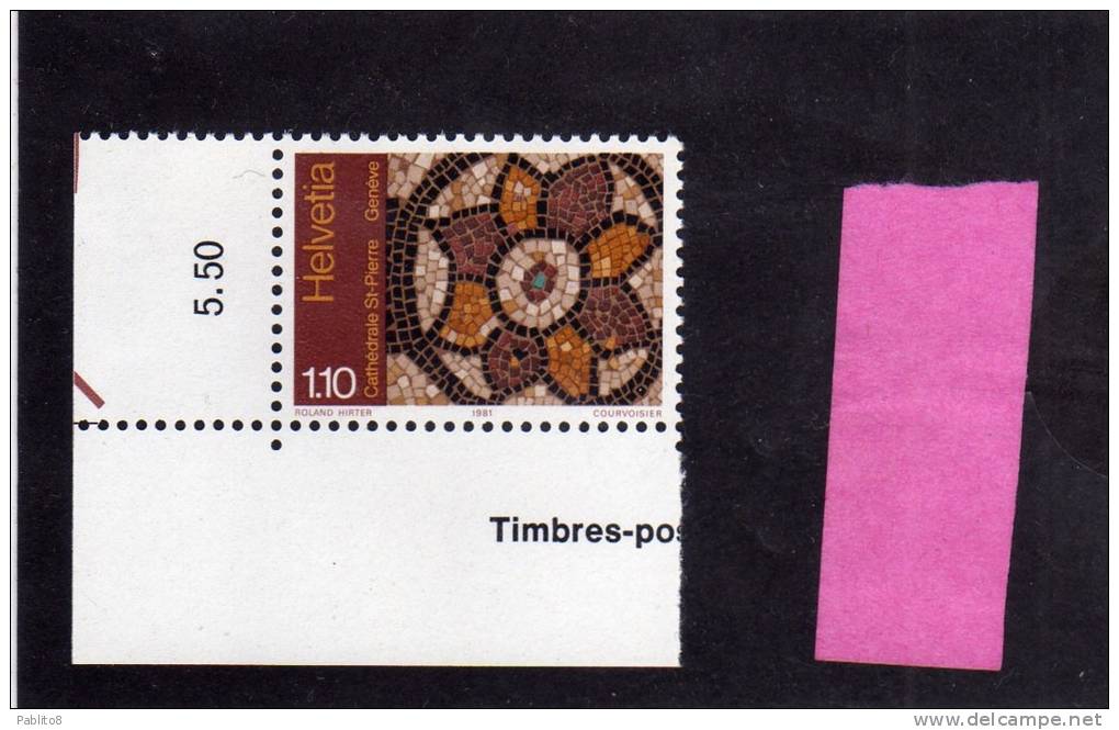 SWITZERLAND - SUISSE - SCHWEIZ - SVIZZERA 1981 SAINT PETER´S CATHEDRAL RESTORATION IN GENEVA - CATTEDRALE S. PIETRO MNH - Unused Stamps