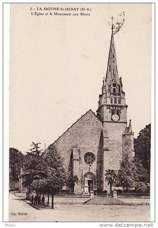 LA MOTHE ST-HERAY/79/L'église Et Le Monument Aux Morts/Réf:6413 - La Mothe Saint Heray