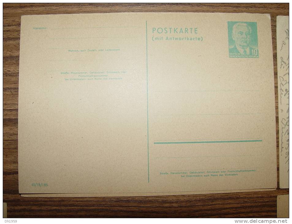 LOT ENTIERS POSTAUX  GANZSACHE STATIONERY Mit ANTWORT KARTE REPONSE  DDR ALLEMAGNE ORIENTALE WILHELM PIECK - Postcards - Mint