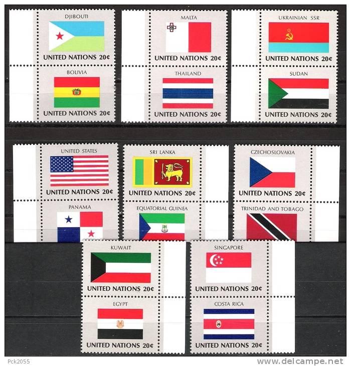 UNO New York 1981 MiNr.373-388  Zd-Slg ** Postfrisch Flaggen Der UNO Mitgliedsstaaten ( D 765 )NP - Neufs
