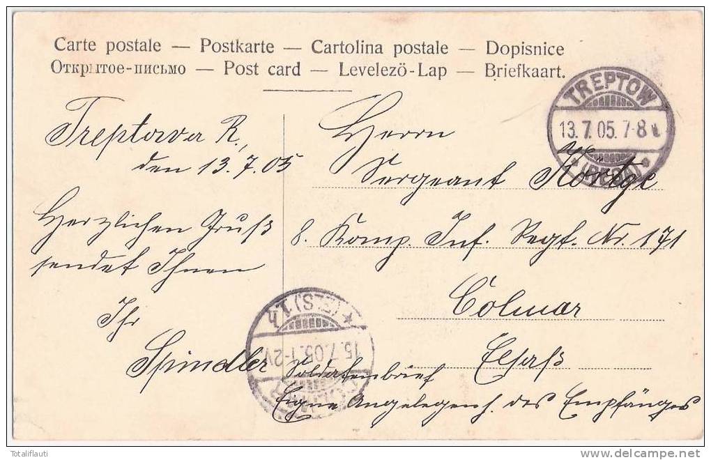 Treptow An Der Rega Unteroffizier Schule Trzebiatów Kaserne Soldaten13.7.1905 Gelaufen Als Soldaten Briefkarte Eigen - Pommern