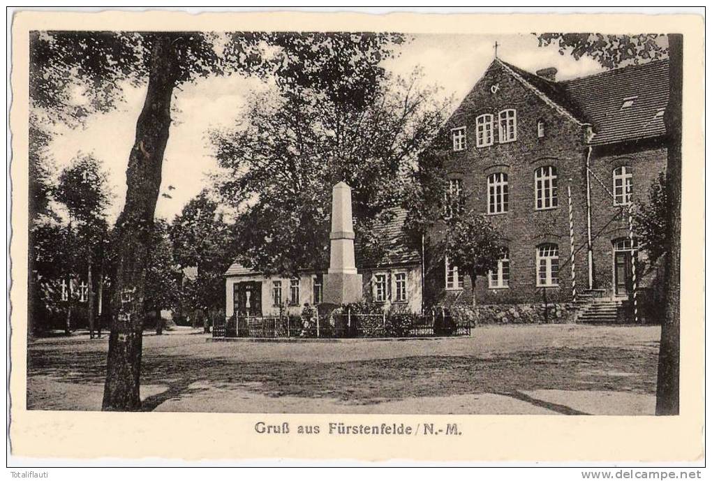 Gruß Aus Fürstenfelde Neumark Kriegerdenkmal Boleszkowice Landpost 14.8.1937 Quartschen über - Neumark