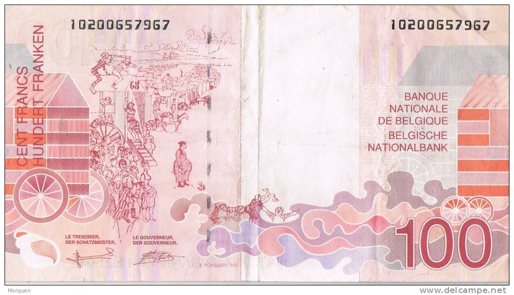 Billete 100 Francos BELGICA, Motivo Ensor - 100 Francos