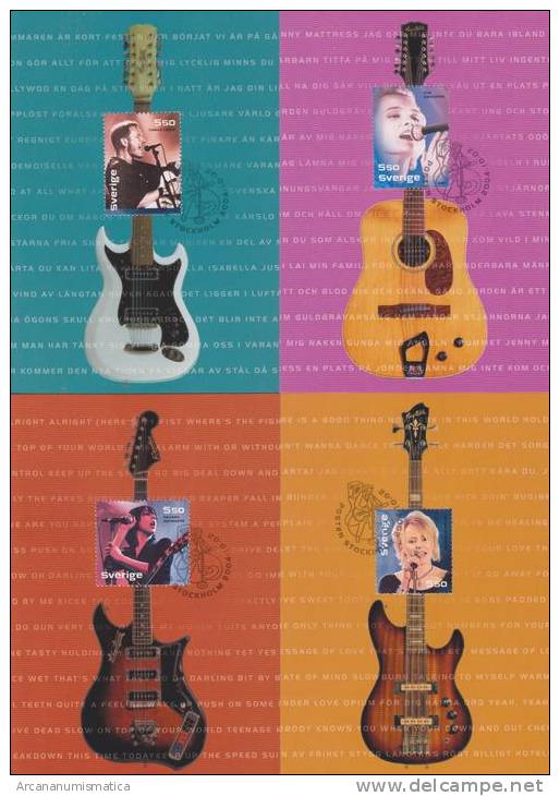 SUECIA  2004  Conjunto De 8 Postales Con Sellos "Elvis & Rockeros Suecos"  S-1046 - Neufs