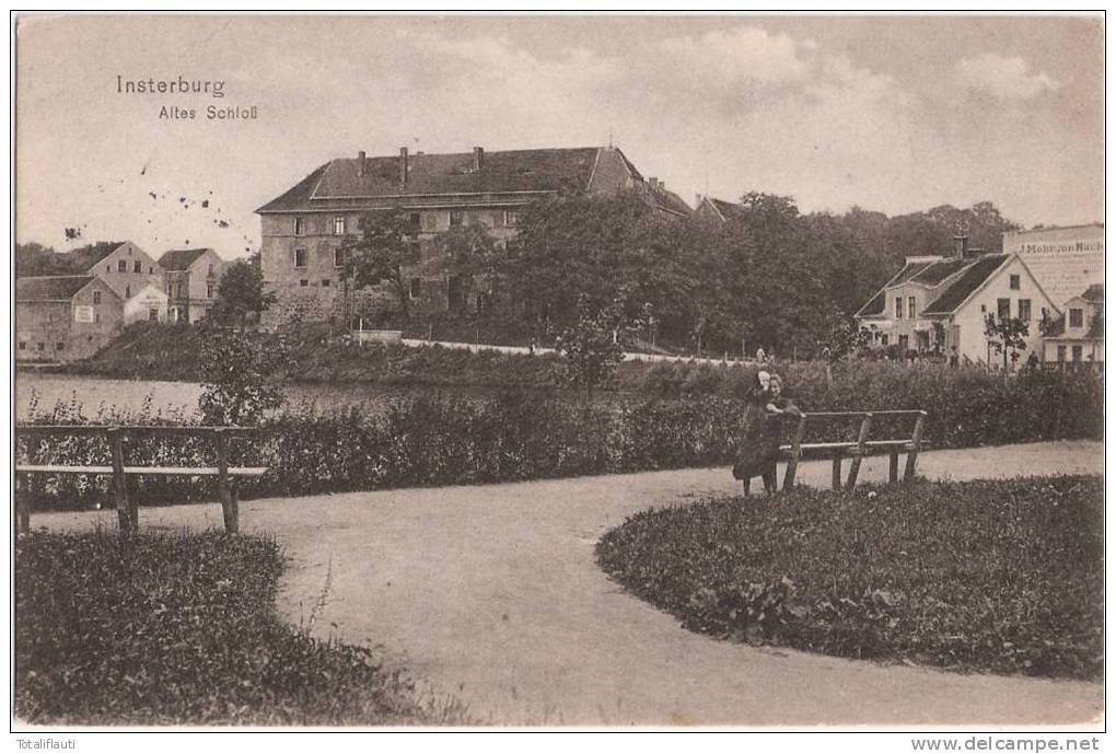 Insterburg Altes Schloss Frau Mit Kind An Parkbank Rechts J Mohr Jun. Nachfahren 23.8.1916 Gelaufen Als Feldpost - Ostpreussen