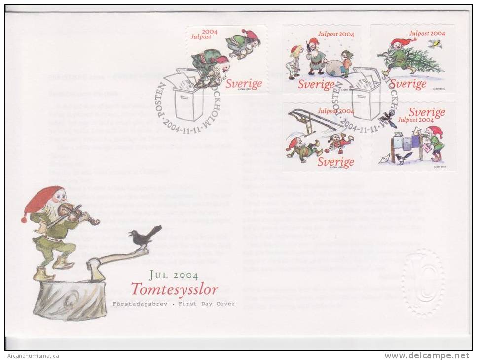 SUECIA  2004  FDC Sobre De Primer Día De Circulación   "NAVIDAD  CHRITSMAS"  S-1052 - Neufs