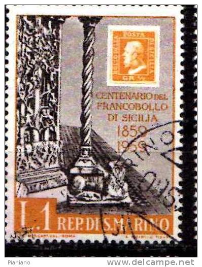 PIA -  SAN  MARINO  - 1959 : Centenario Dei Francobolli Di Sicilia -  (SAS  503-09 + A131) - Usados